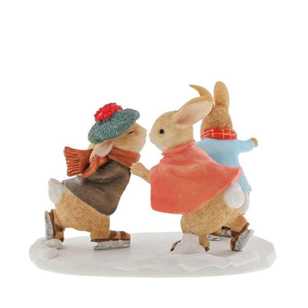 Beatrix Potter Peter, Benjamin and Flopsy Skating Christmas Figurine Beatrix Potter Peter, Benjamin and Flopsy Skating Christmas Figurine
