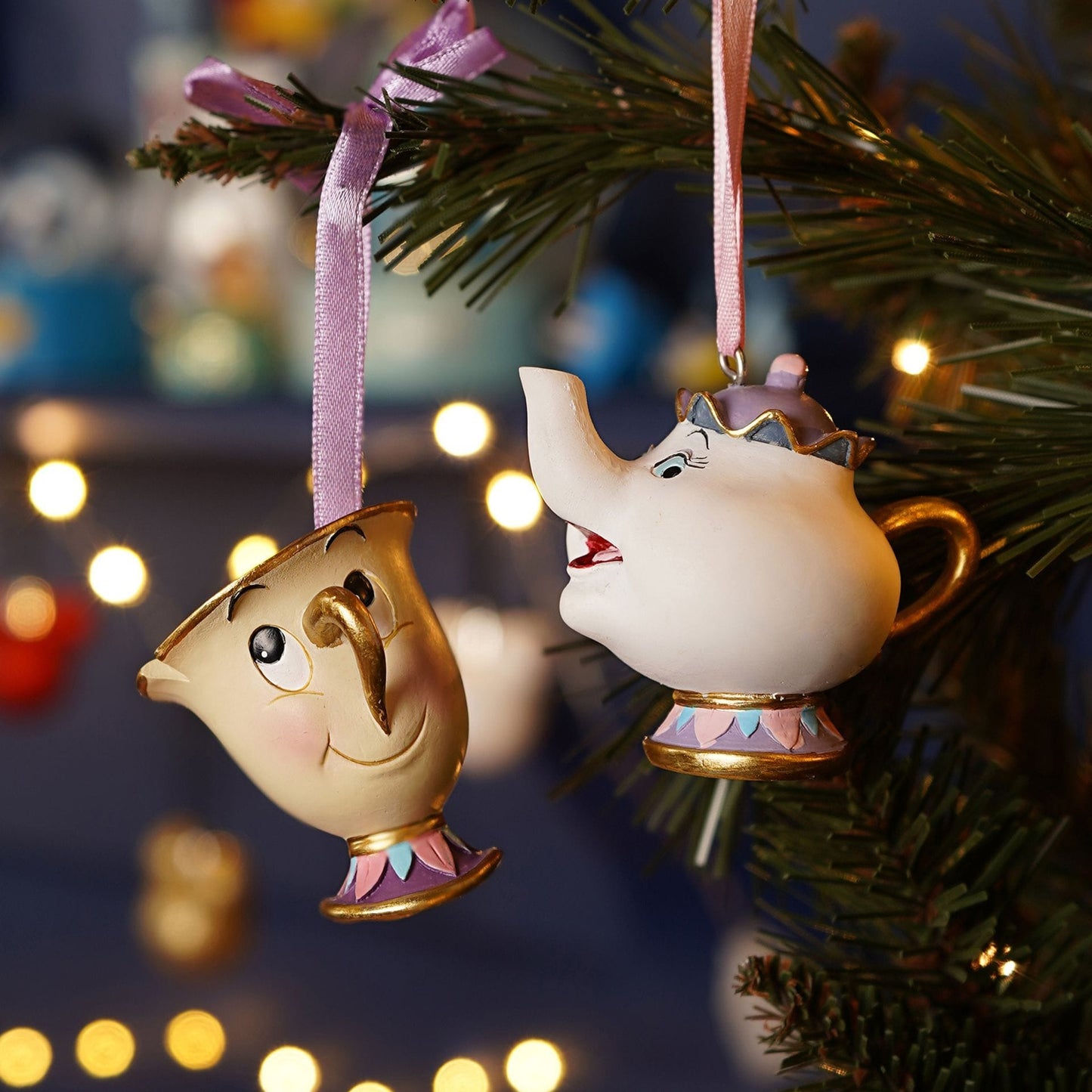 Disney Chip And Mrs Potts Set of 2 Hanging Decorations