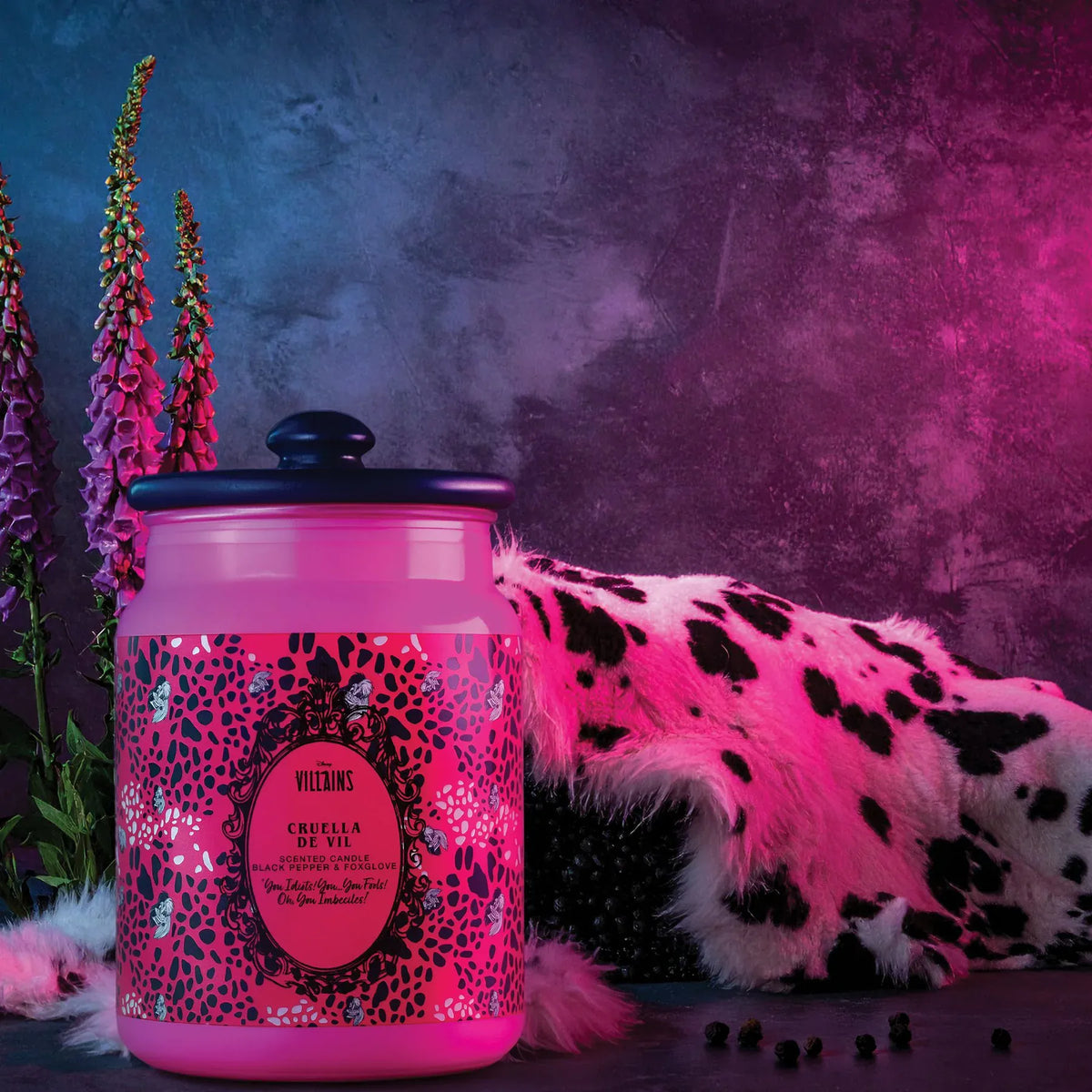 Disney Cruella Ceramic Pink Black Pepper & Foxglove Candle By Disney Home Fragrance Disney Cruella Ceramic Pink Black Pepper & Foxglove Candle By Disney Home Fragrance