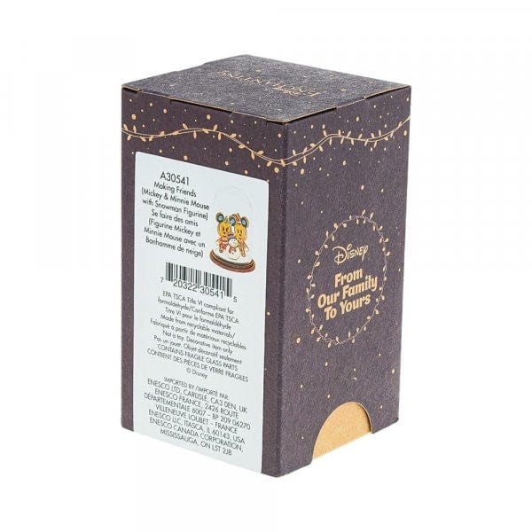 Disney Enchanting Mickey & Minnie Mouse Snowman Christmas Dome Figurine A30541