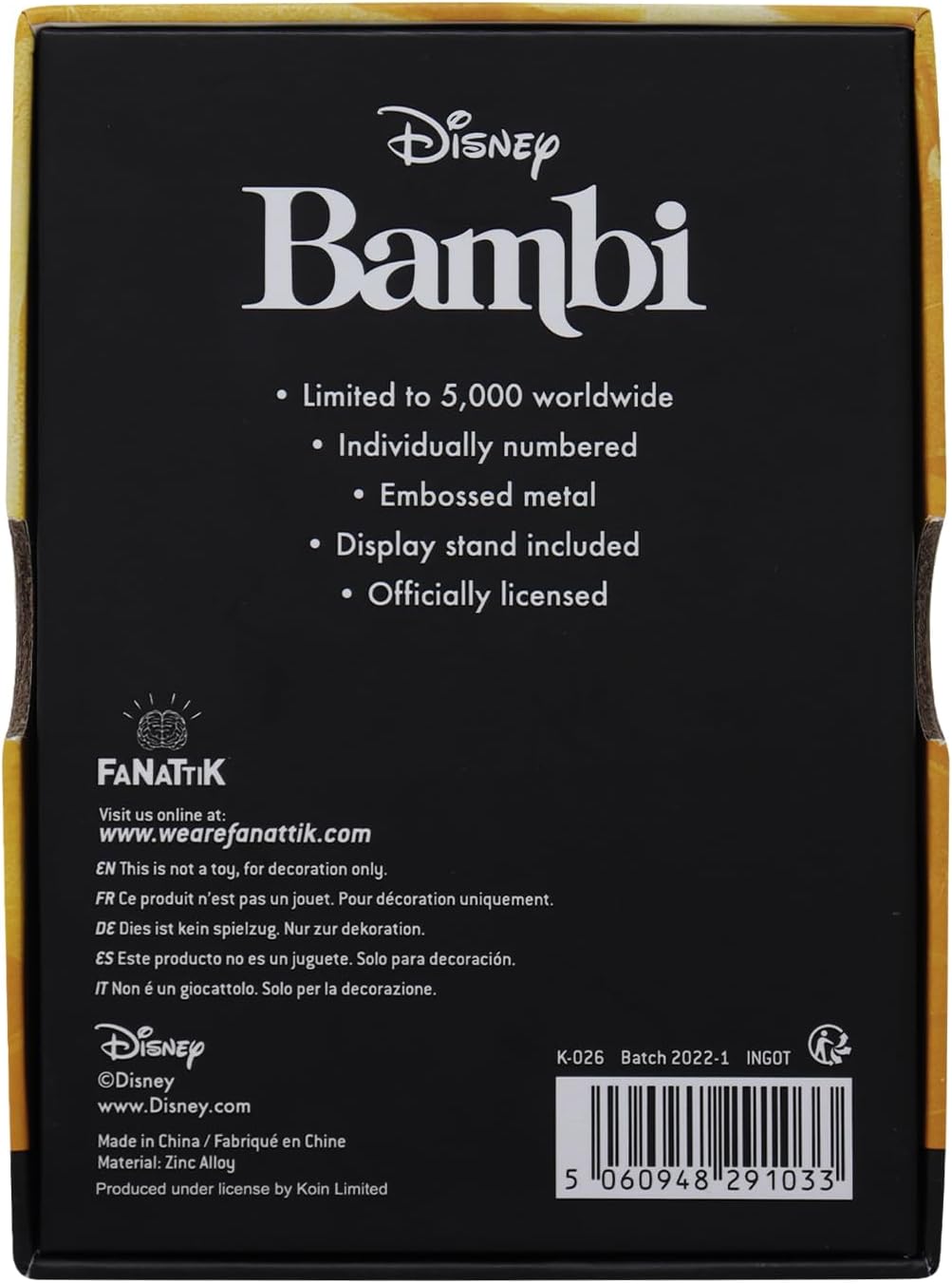 Disney Limited Edition Bambi Collectable Ingot