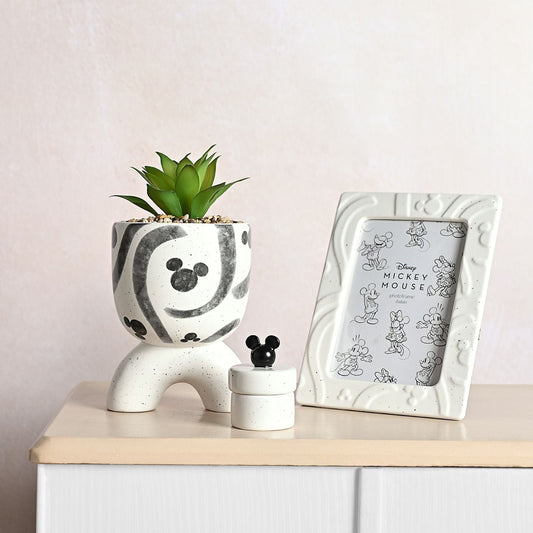 Disney Mickey Shapes Arch-Footed Planter with Faux Plant Disney Mickey Shapes Arch-Footed Planter with Faux Plant