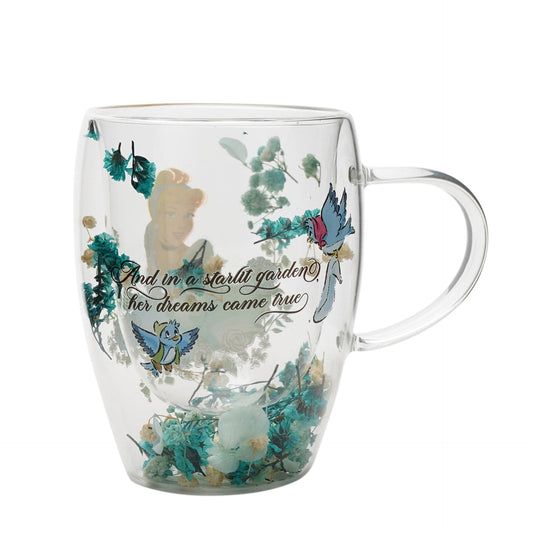 Disney Pastel Princess Floral Decorative Glass Mug - Cinderella