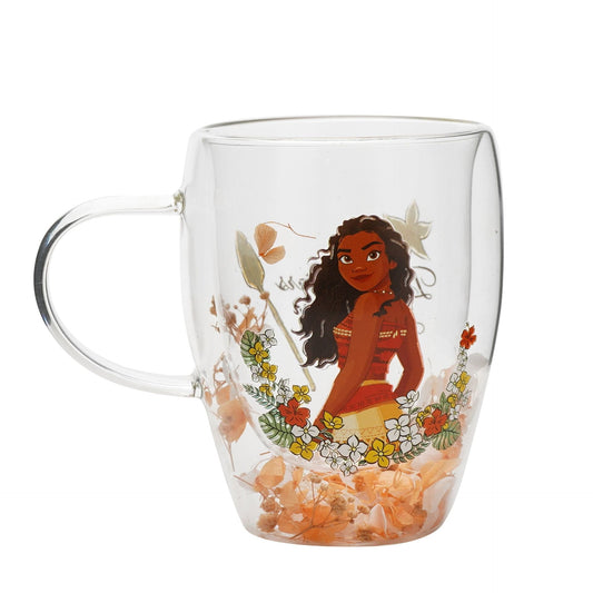 Disney Pastel Princess Floral Decorative Glass Mug - Moana Disney Pastel Princess Floral Decorative Glass Mug - Moana