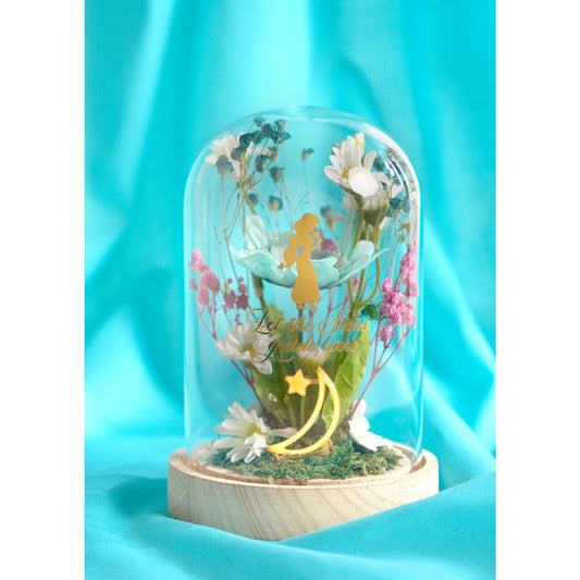 Disney Pastel Princess Florals In A Cloche With Neon Light - Jasmine Aladdin
