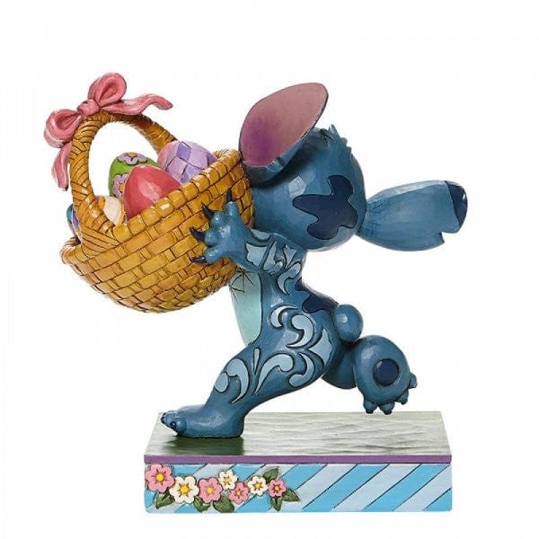 Disney Traditions Bizarre Bunny - Stitch Running off with Easter Basket Figurine 6008075