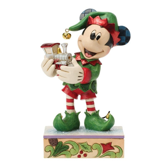 Disney Traditions Elf on Track (Mickey Elf with Train) Figurine By Jim Shore 6018712 Disney Traditions Elf on Track (Mickey Elf with Train) Figurine By Jim Shore 6018712