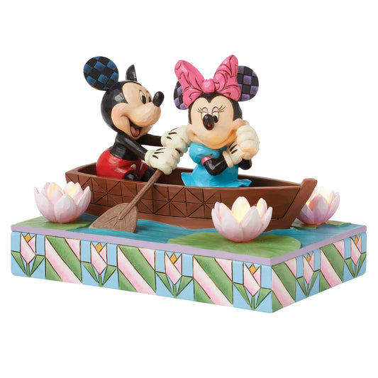 Disney Traditions Row-mance is in the Air (Mickey & Minnie in a Rowboat Light- Up Figurine) By Jim Shore 6016328 Disney Traditions Row-mance is in the Air (Mickey & Minnie in a Rowboat Light- Up Figurine) By Jim Shore 6016328
