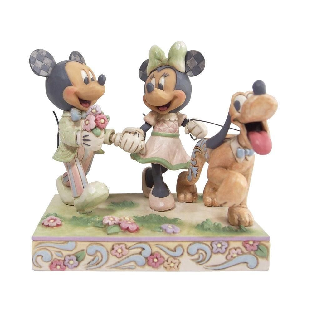 Disney Traditions Springtime Stroll Mickey, Minnie and Pluto Figurine By Jim Shore 6010101