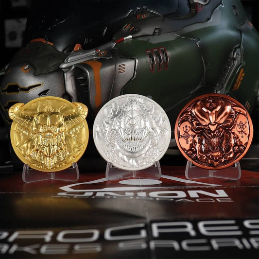 Doom Set Of 3 Medallions Baron, Cacodemon And Pinky Doom Set Of 3 Medallions Baron, Cacodemon And Pinky