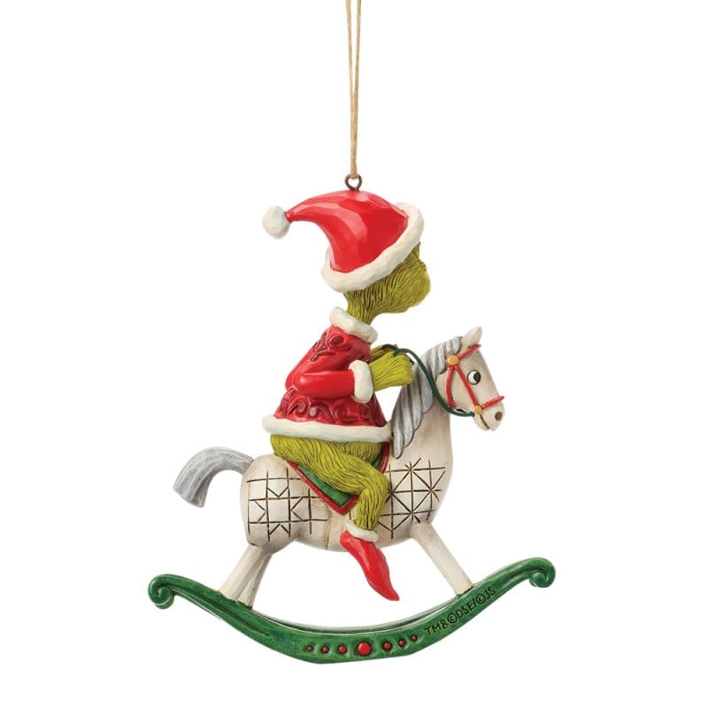 Grinch Riding Rocking Horse Hanging ornament By Jim Shore 6018966