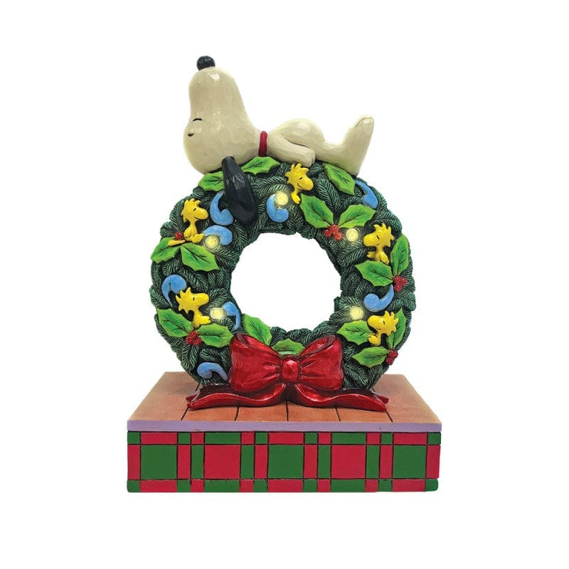 Happy Holiday Dreams (Snoopy Sleeping On LED Wreath) Peanuts By Jim Shore Figurine 6017242 Happy Holiday Dreams (Snoopy Sleeping On LED Wreath) Peanuts By Jim Shore Figurine 6017242