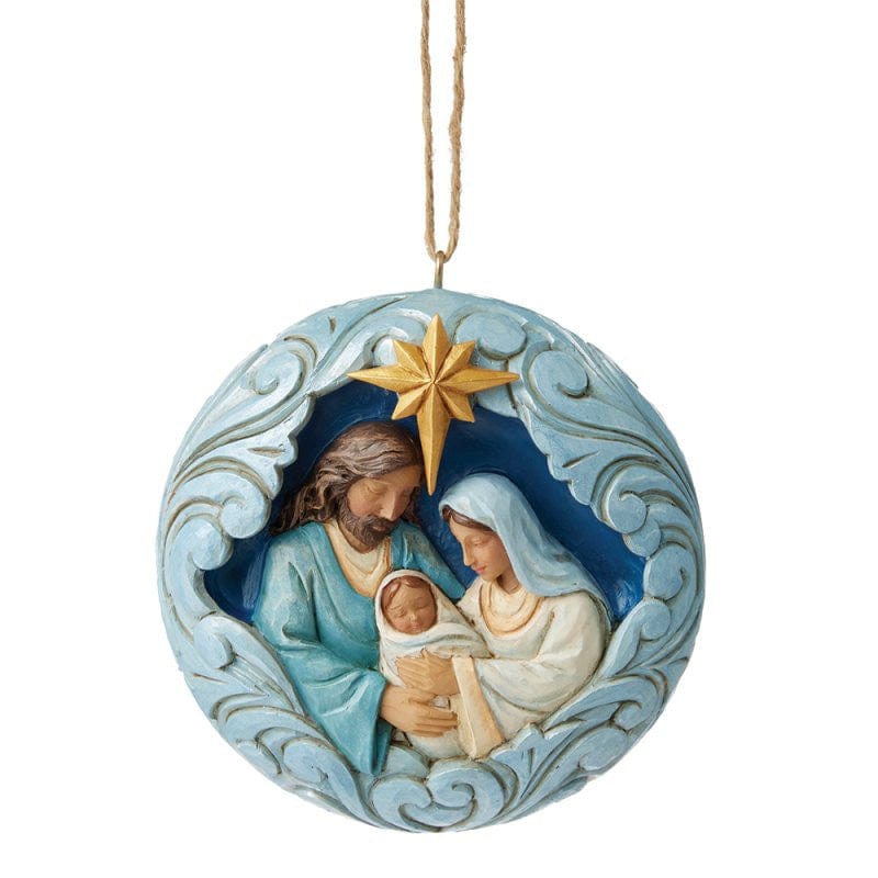 Heartwood Creek By Jim Shore Blue & Gold Holy Family Hanging Ornament 6017008