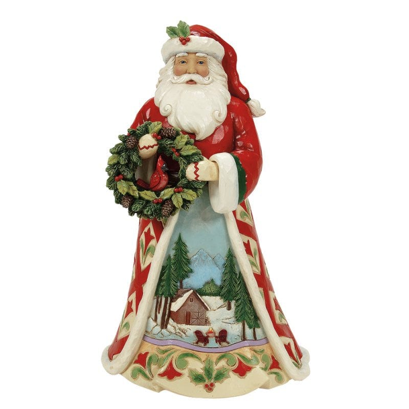 Heartwood Creek By Jim Shore Christmas’s Peaceful Retreat (Lodge Santa with Wreath & Scene) Figurine 6017032