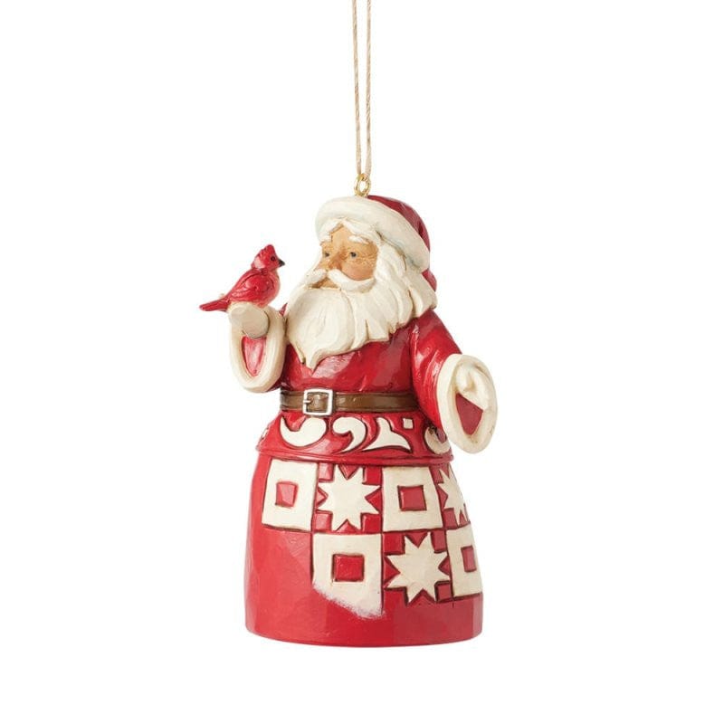 Heartwood Creek By Jim Shore Nordic Noel Santa With Cardinal Hanging Ornament 6017028