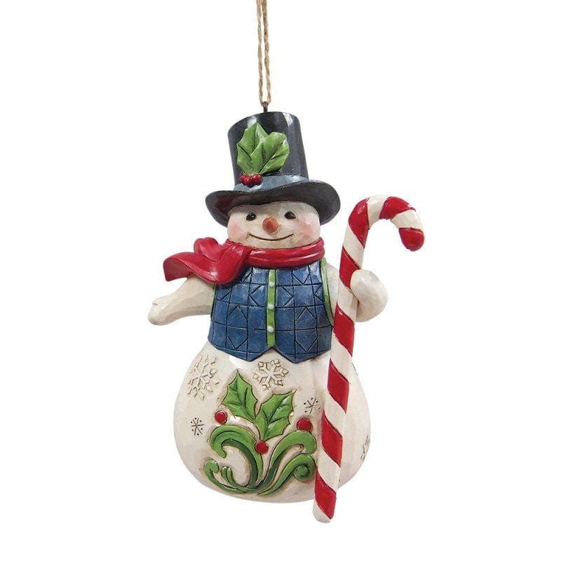 Heartwood Creek By Jim Shore Snowman With Candy Cane Hanging Ornament 6017303
