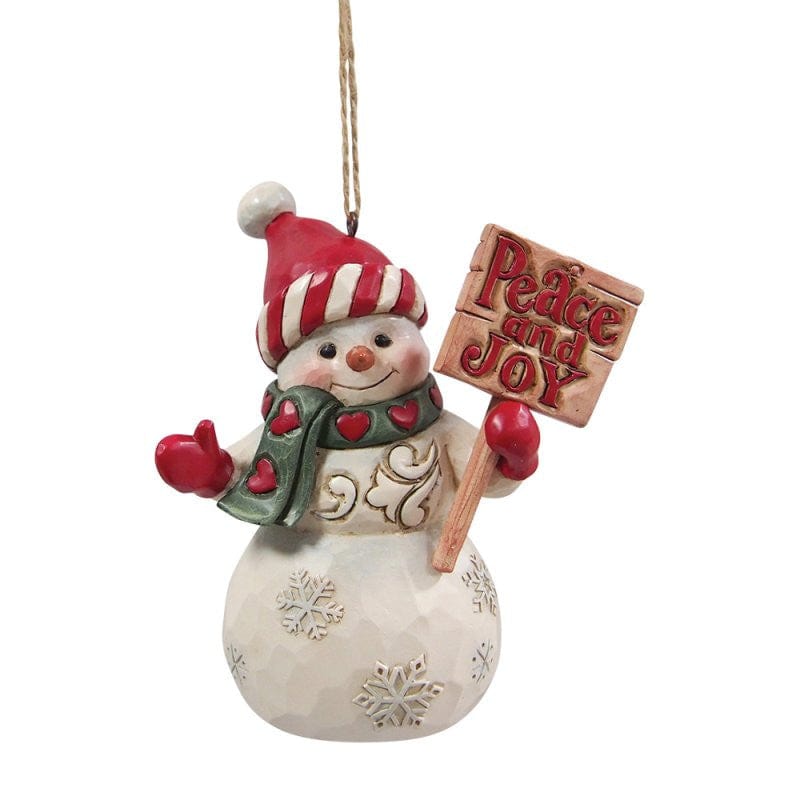 Heartwood Creek By Jim Shore Snowman With Peace & Joy Sign Hanging Ornament 6017302