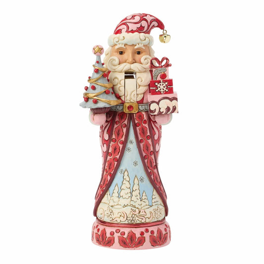 Heartwood Creek Nutcracker Santa Tree Red and Pink Figurine By Jim Shore Heartwood Creek Nutcracker Santa Tree Red and Pink Figurine By Jim Shore