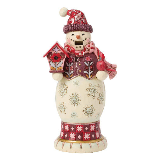 Heartwood Creek Snowman Nutcracker Red and Pink Figurine By Jim Shore Heartwood Creek Snowman Nutcracker Red and Pink Figurine By Jim Shore