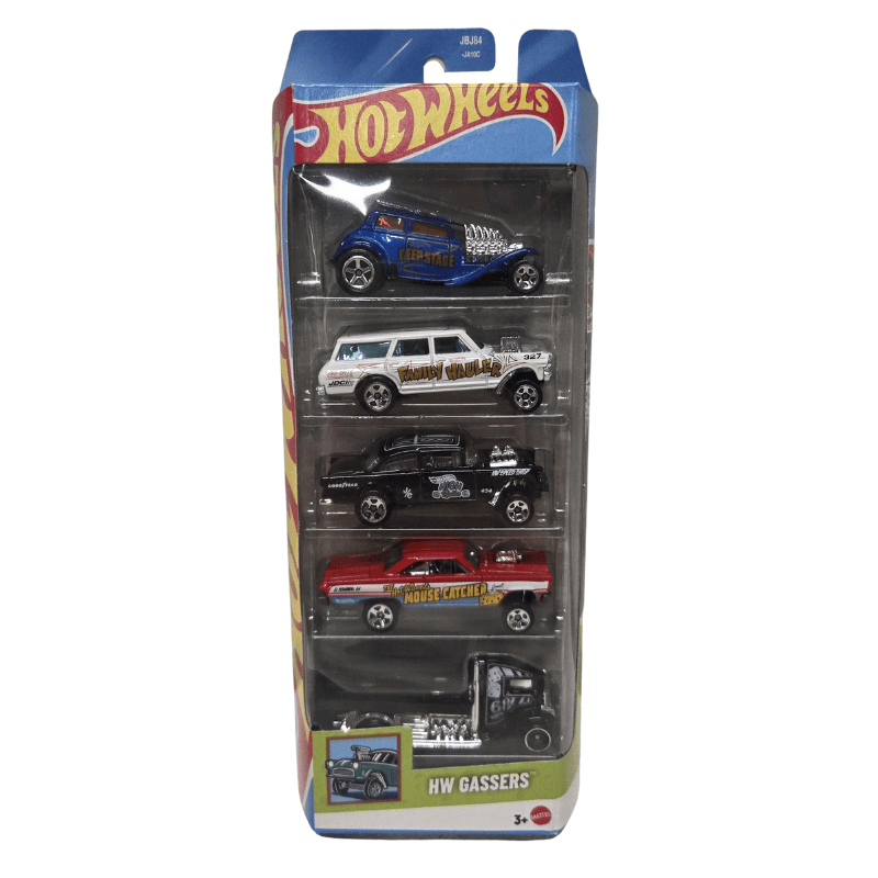 Hot Wheels 5 Car Pack HW Gassers Green packaging Hot Wheels 5 Car Pack HW Gassers Green packaging