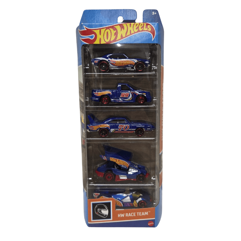 Hot Wheels 5 car Pack HW Race Team Orange Packaging Hot Wheels 5 car Pack HW Race Team Orange Packaging