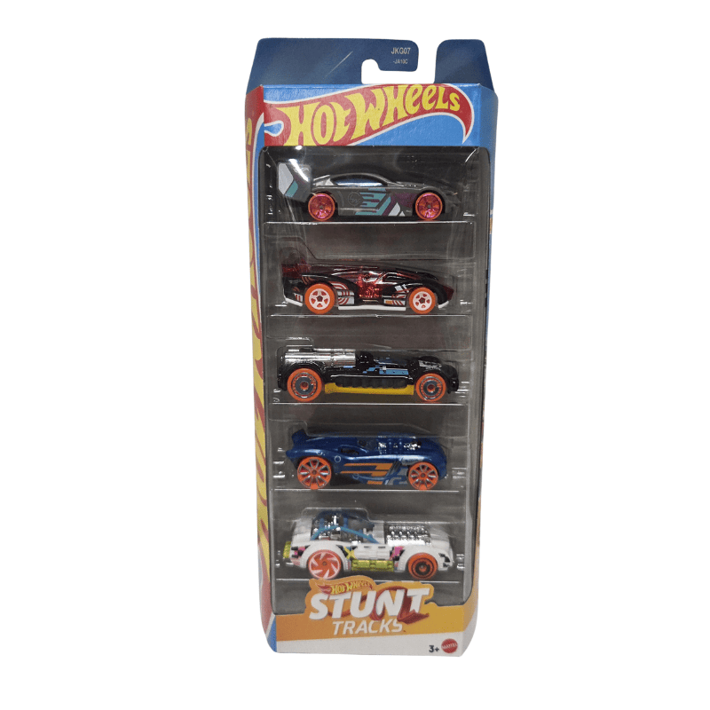 Hot Wheels 5 Car Pack Stunt Tracks Yellow Packaging Hot Wheels 5 Car Pack Stunt Tracks Yellow Packaging