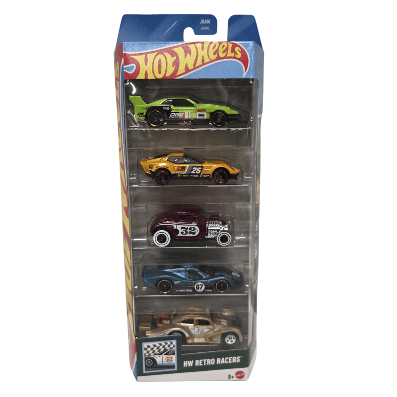 Hot Wheels 6 Car Pack HW Retro Racers Green Packaging Hot Wheels 6 Car Pack HW Retro Racers Green Packaging