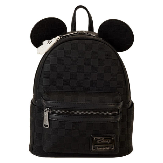 Loungefly Mickey Mouse Black Checked Disney Mini Backpack Loungefly Mickey Mouse Black Checked Disney Mini Backpack