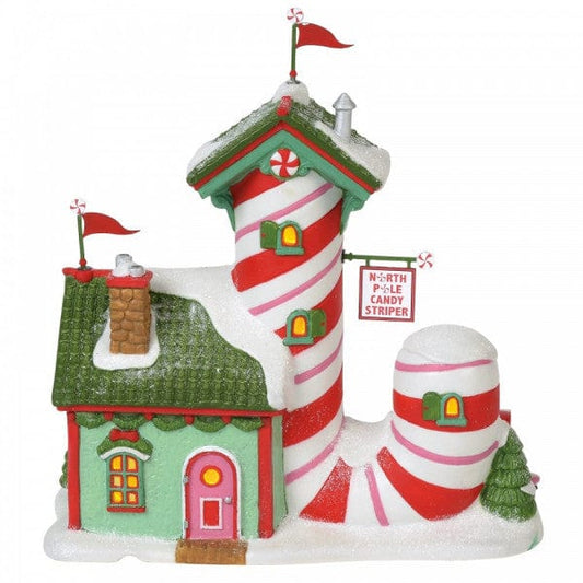North Pole Candy Striper Christmas Elf Building Figurine North Pole Candy Striper Christmas Elf Building Figurine