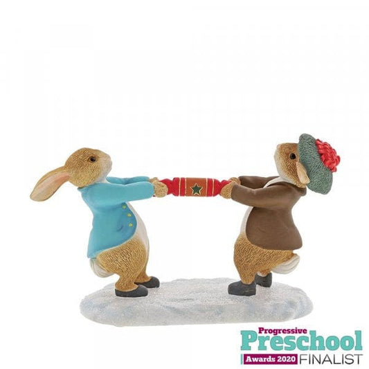 Peter Rabbit and Benjamin Pulling a Cracker Figurine Peter Rabbit and Benjamin Pulling a Cracker Figurine