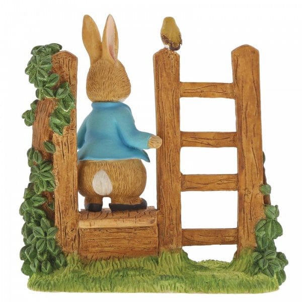 Peter Rabbit on Wooden Stile Figurine