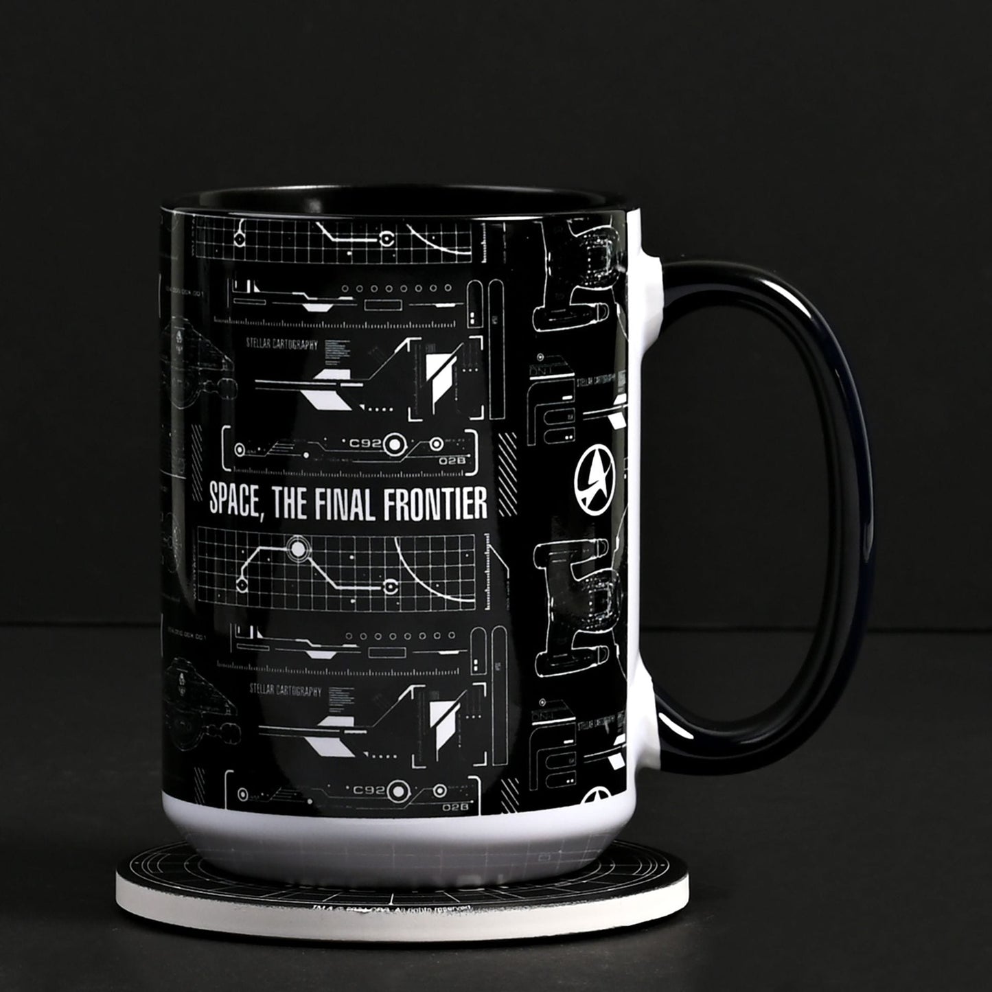 Star Trek Tech Black & White 15oz Mug Star Trek Tech Black & White 15oz Mug