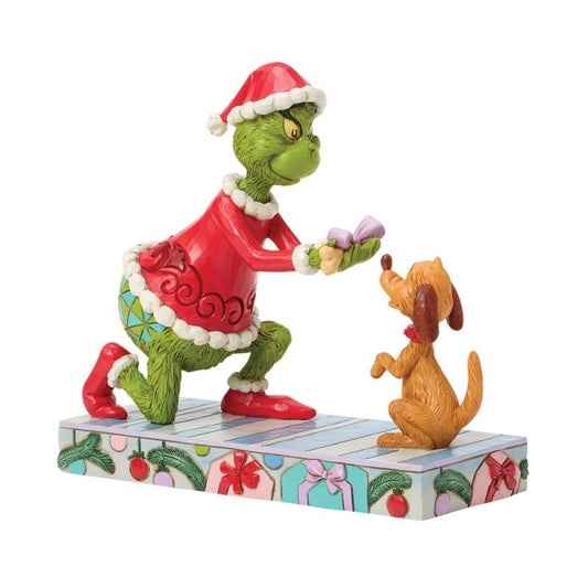 The Grinch Giving Max a Bone Figurine By Jim Shore 6018964 The Grinch Giving Max a Bone Figurine By Jim Shore 6018964