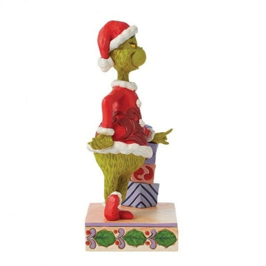 The Grinch Leaning On Stacked Gifts Figurine By Jim Shore 6015218 The Grinch Leaning On Stacked Gifts Figurine By Jim Shore 6015218