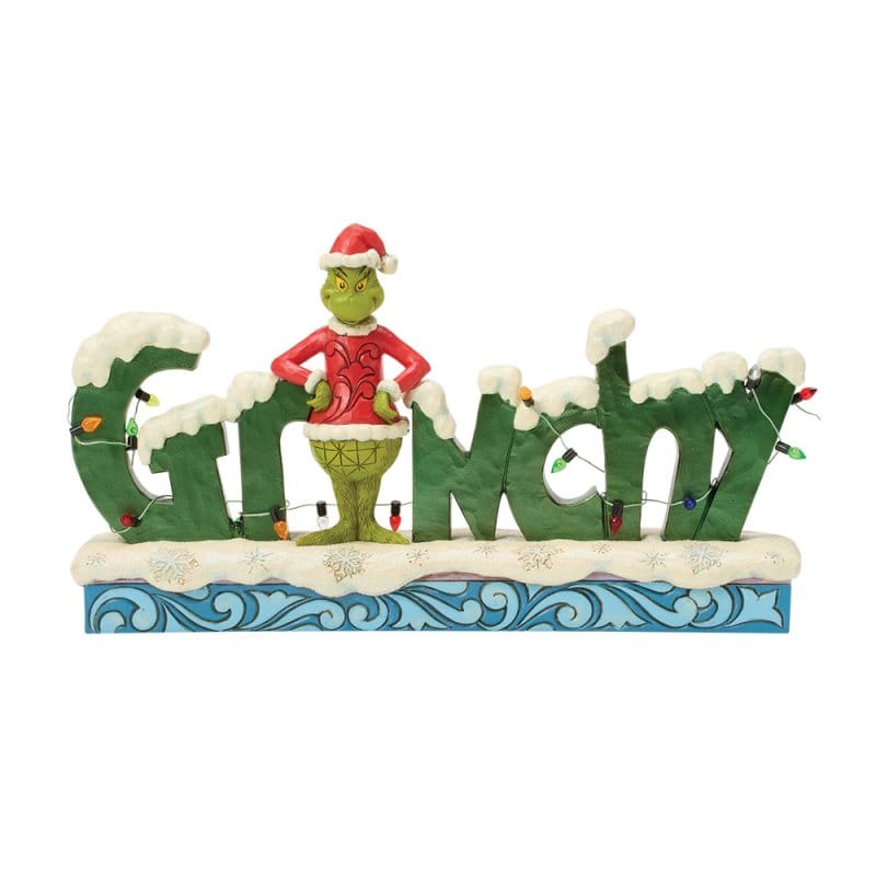The Grinch with “Grinchy” Sign Figurine By Jim Shore 6018954