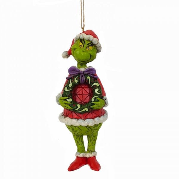 The Grinch with Wreath Hanging Ornament By Jim Shore