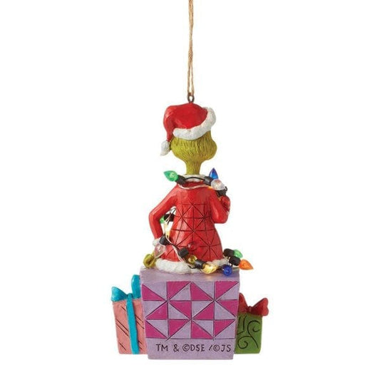 The Grinch Wrapped in Lights Hanging Figurine By Jim Shore 6012709 The Grinch Wrapped in Lights Hanging Figurine By Jim Shore 6012709