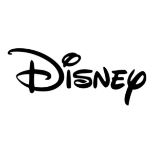 The image shows the Disney logo with the word Disney written in a playful, cursive black font on a white background.