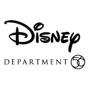 Black and white logo with the word Disney in stylized script above Department 56 in uppercase serif letters; the number 56 is enclosed in a circle.
