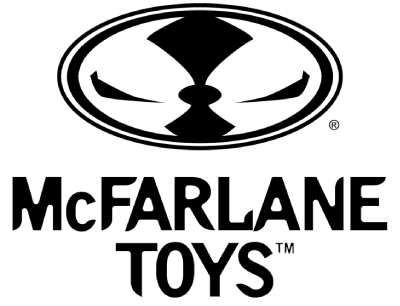 McFarlane Toys logo featuring a stylized oval emblem above the bold black text McFARLANE TOYS on a white background.