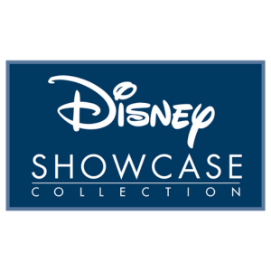 The image shows the Disney Showcase Collection logo. The word Disney is written in a large white script above the words Showcase Collection in uppercase white letters on a blue background.