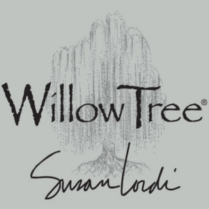 Logo for Willow Tree by Susan Lordi. The words Willow Tree are written in large, artistic font over a faint sketch of a willow tree, with Susan Lordi in script below.