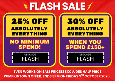 promotional banner for a flash sale event advertising up to 30% off everything with a sale code with purple boxes on a red background