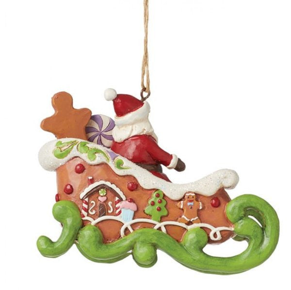 Heartwood Creek By Jim Shore Gingerbread Santa In Sleigh Hanging Ornament 6015508