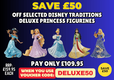 Get £50 off selected Disney Traditions Deluxe Princess figurines for a limited time.