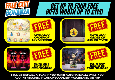 promotional banner for a free gift with purchase offer on a yellow background