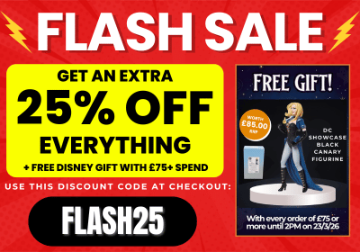 Promotional flyer for a flash sale with discount and free gift offer.