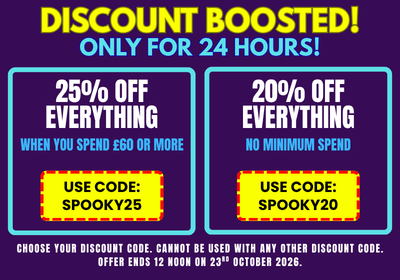 promotional banner for two discount codes on a purple background