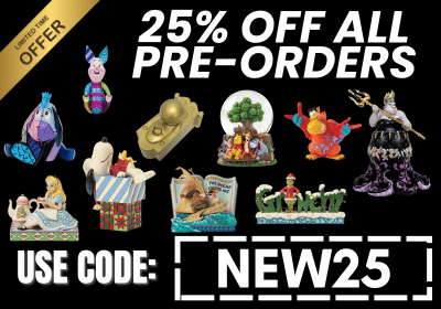 Promotional image with cartoon characters and pre-order discount offer on a black background