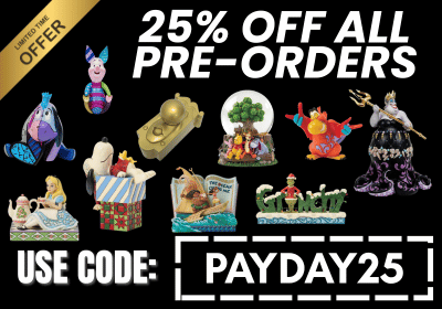 Promotional image with cartoon characters and pre-order discount offer on a black background